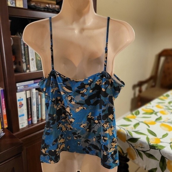 Apostrophe Floral Spaghetti Strap Tank Top Size Large - Picture 3 of 3